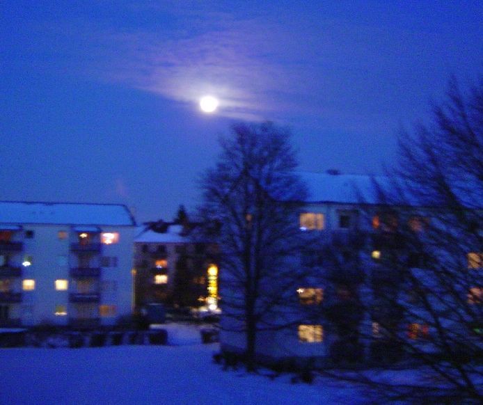 Kalte Mondnacht in Hamburg-Harburg am 14.03.2006 um 20:07h, Photo: Friedhelm Peper